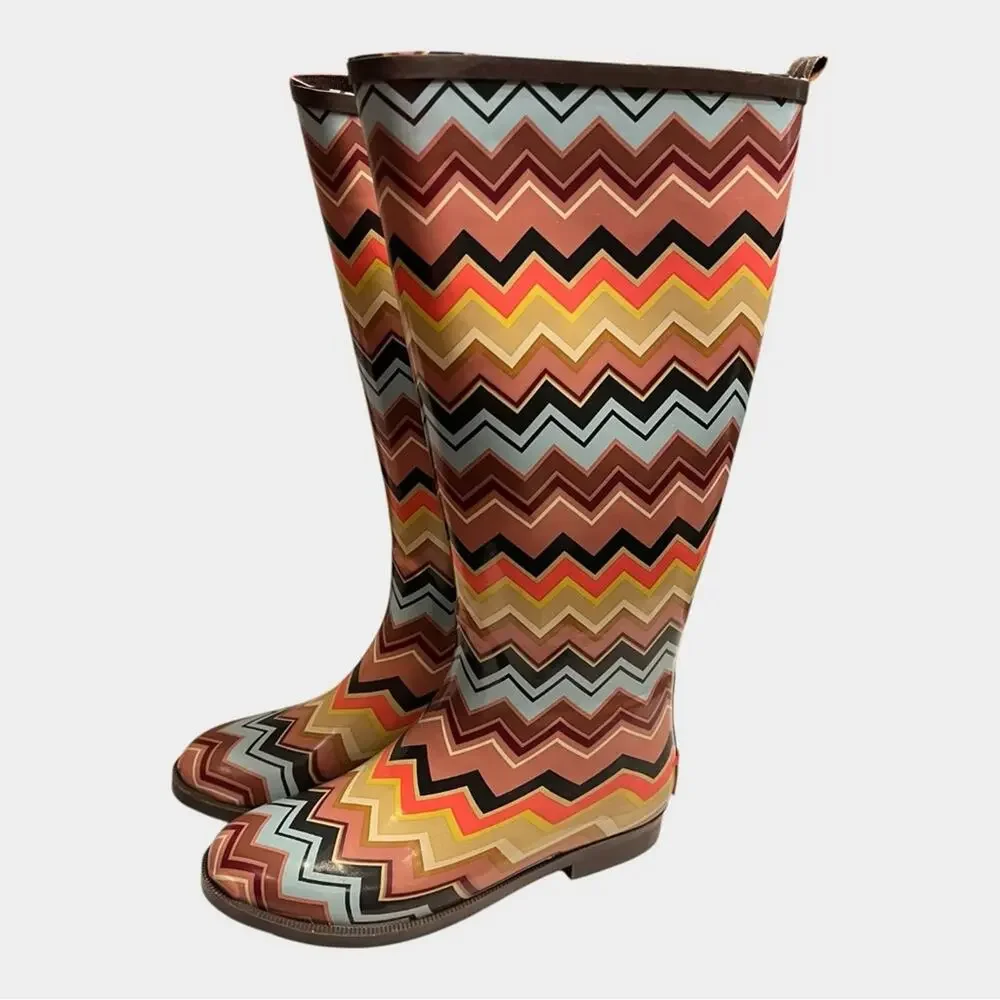 NWT MISSONI for Target Chevron Rain Boots Multicolor Size 6